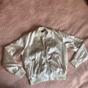 Light Cream Silky Bomber Jacket